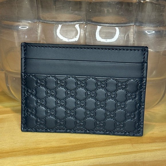Gucci Micro Guccissima Black Leather Card Case Card Holder Authentic No Box - Picture 1 of 3